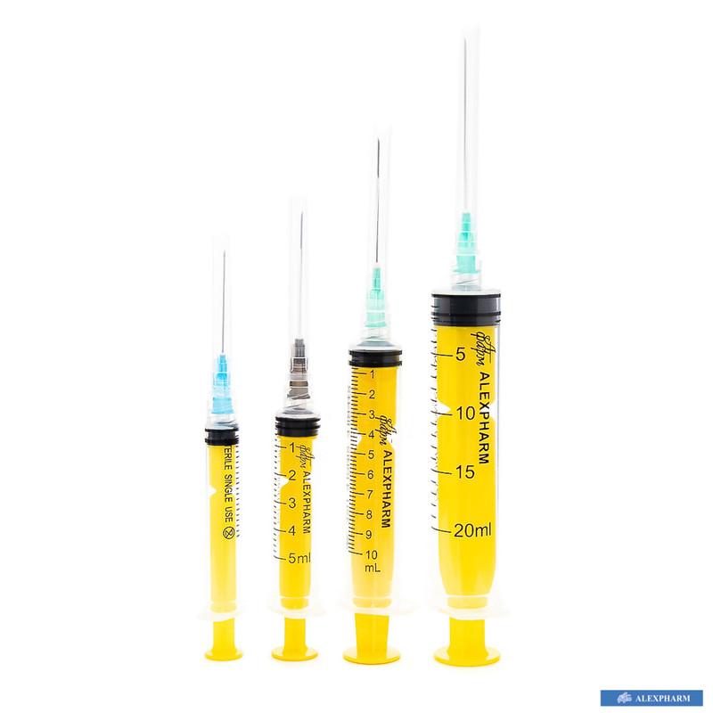 Шприц ін'єкційний 3-х компонентний одноразовий стерильний "ALEXPHARM" 5 мл Luer Lock з голкою, 22 G (0.7*40 мм)